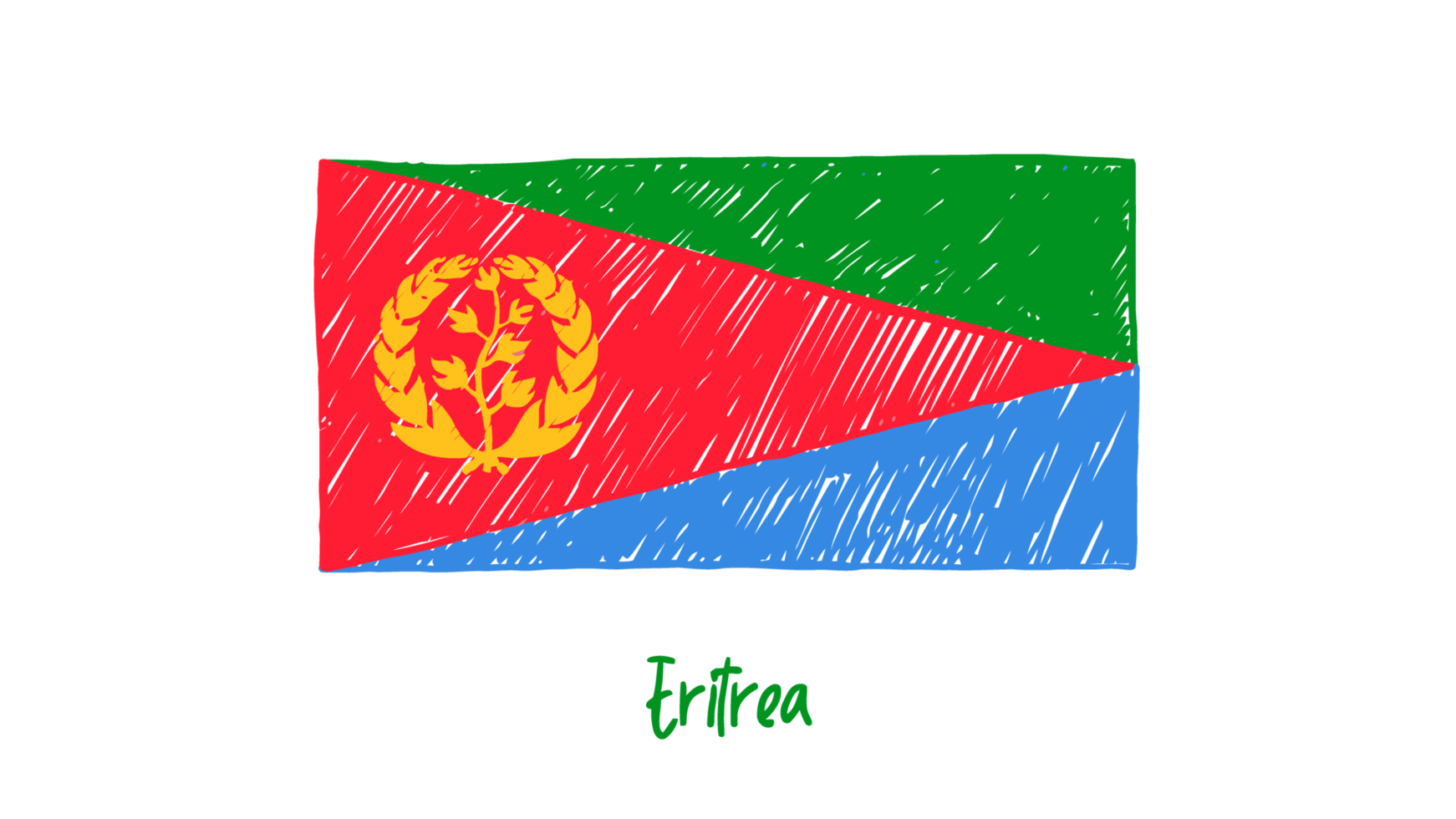 desenho a lápis da bandeira nacional da eritreia com fundo transparente png