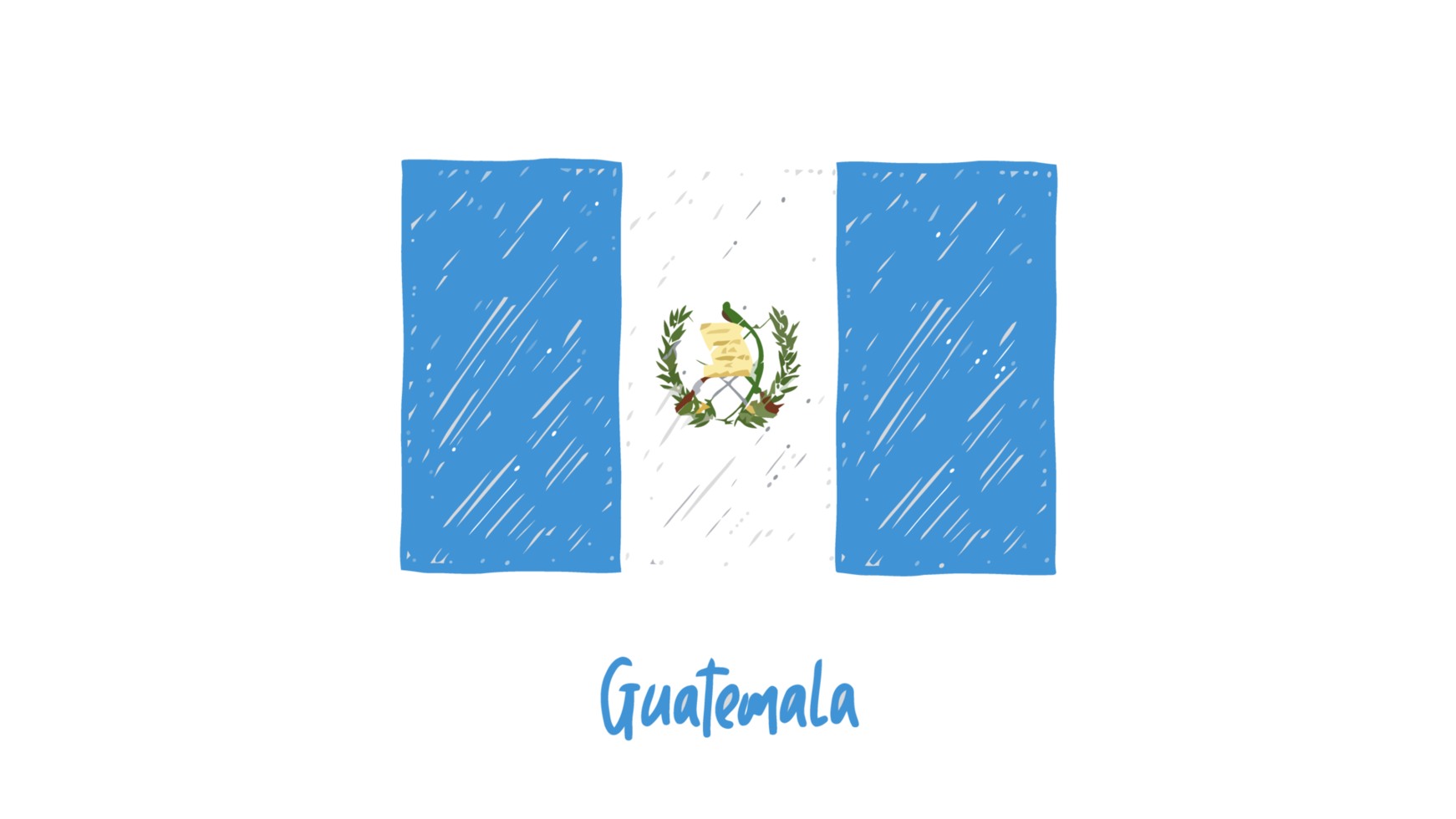 Guatemala National Flag Pencil Color Sketch with Transparent Background png