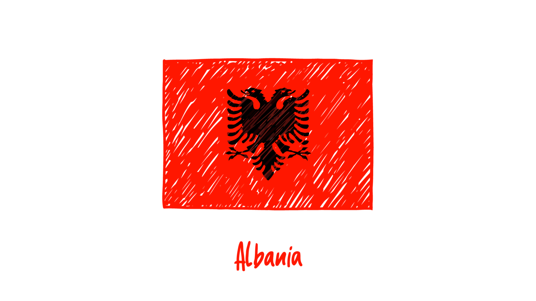 Albania National Flag Pencil Color Sketch with Transparent Background png