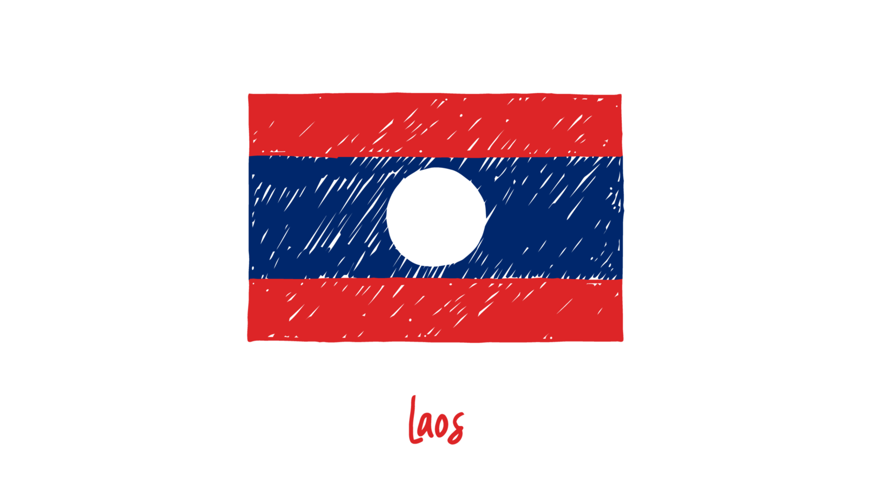 desenho a lápis da bandeira nacional do laos com fundo transparente png