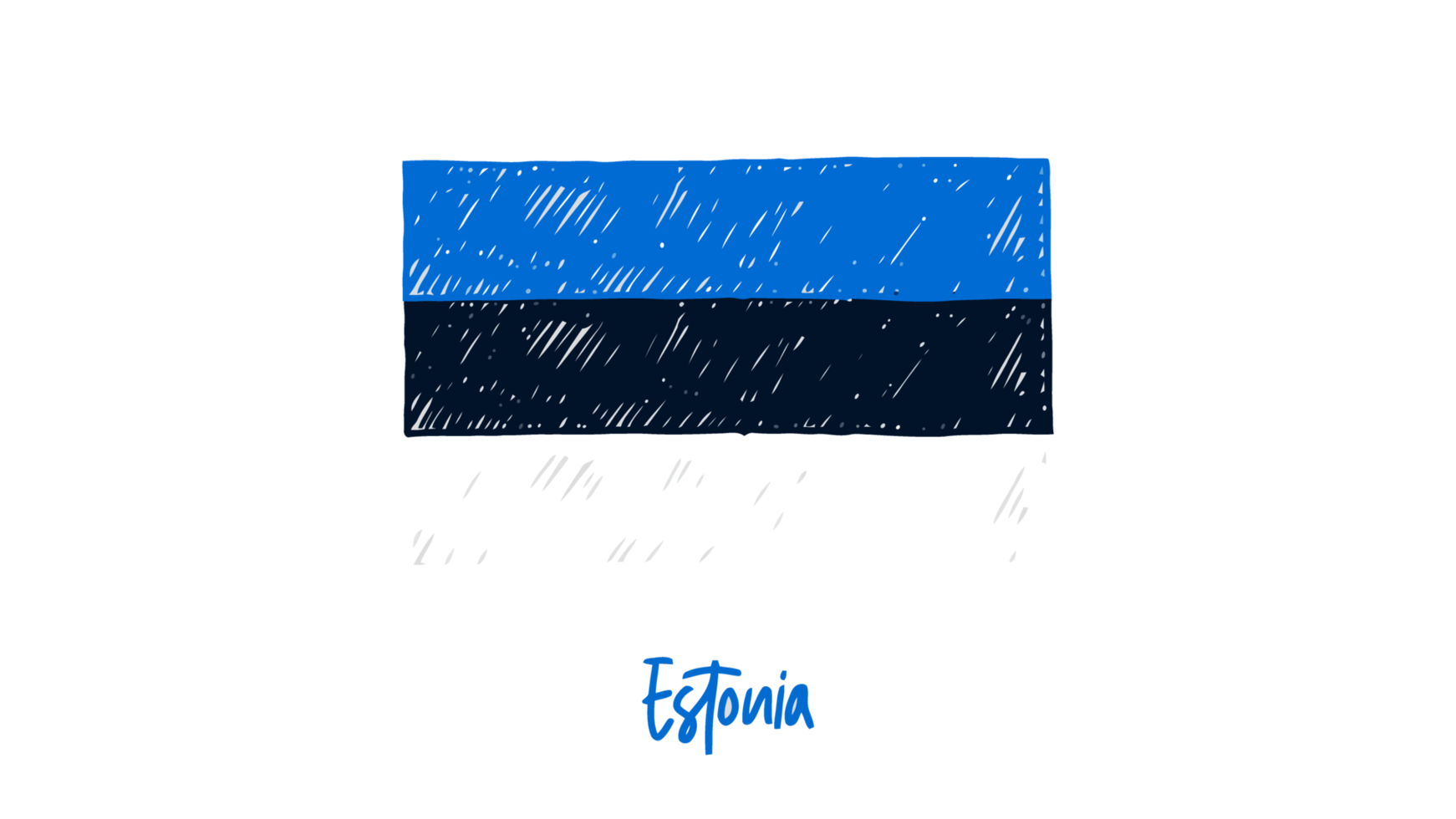 Estonia National Flag Pencil Color Sketch with Transparent Background png