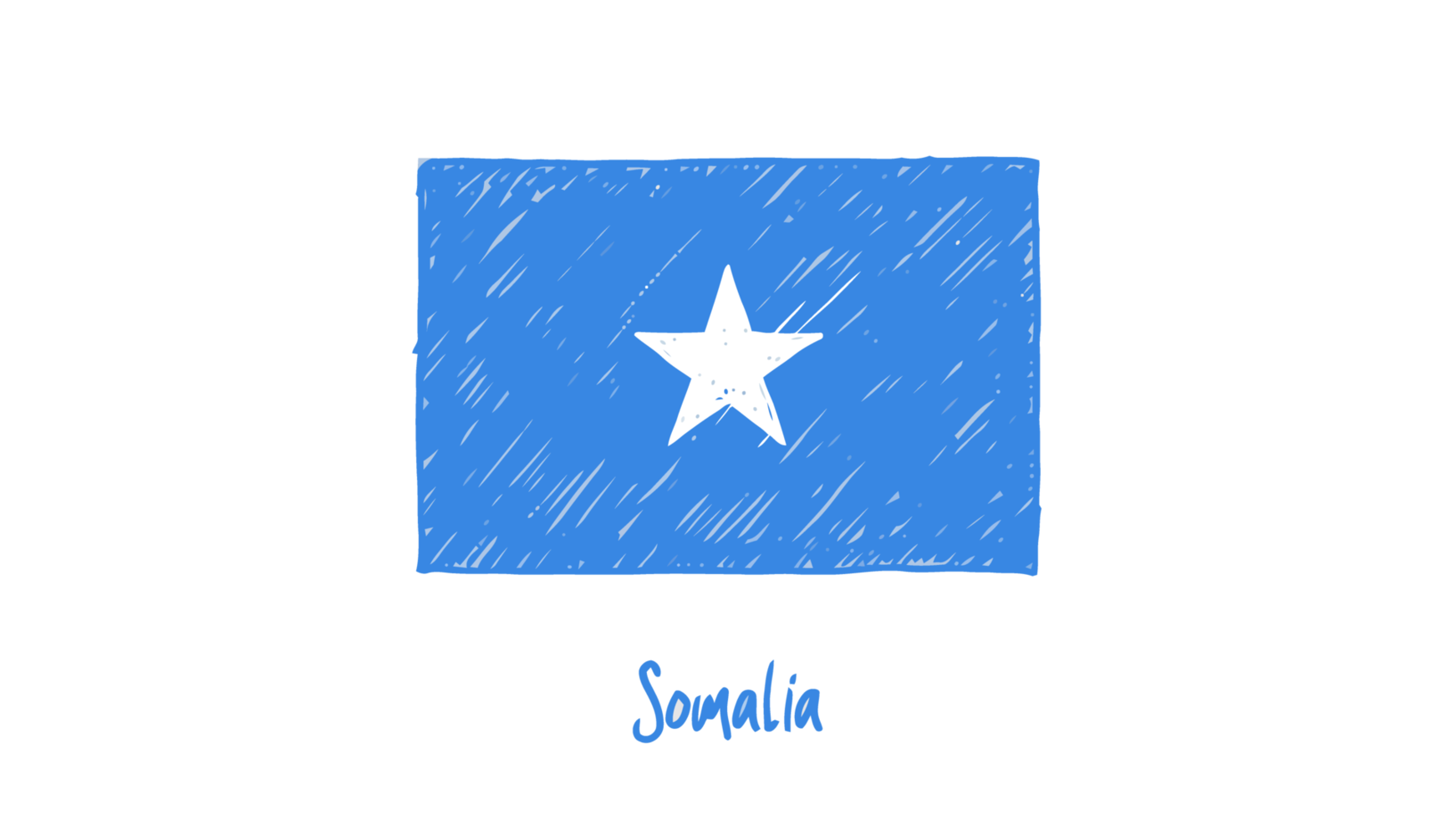 Somalia National Flag Pencil Color Sketch with Transparent Background png