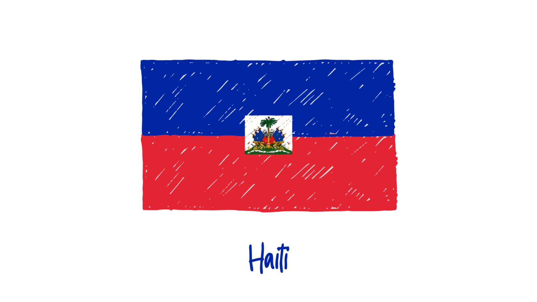 Haiti National Flag Pencil Color Sketch with Transparent Background png