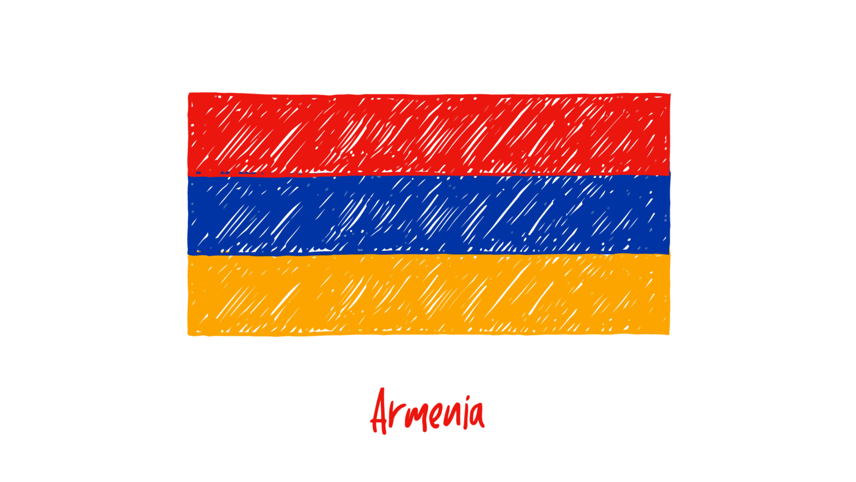 bosquejo del color del lápiz de la bandera nacional de armenia con el fondo transparente png