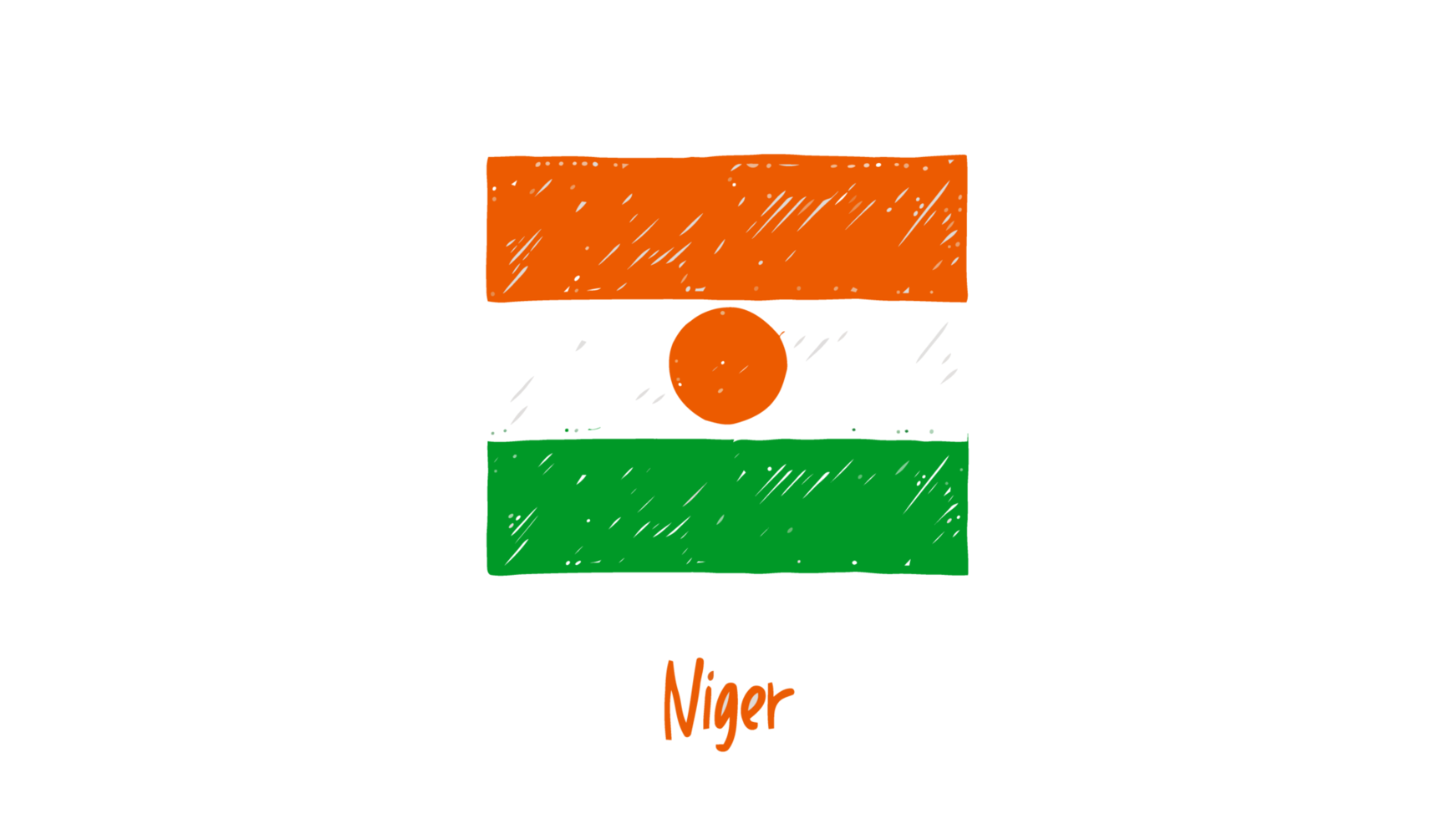 Niger National Flag Pencil Color Sketch with Transparent Background png