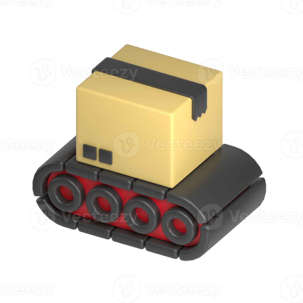 box on conveyor 3d illustration png