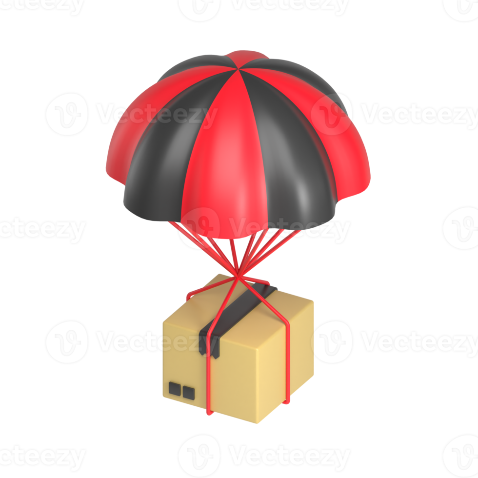 red and black airdrop delivery 3d illustration png