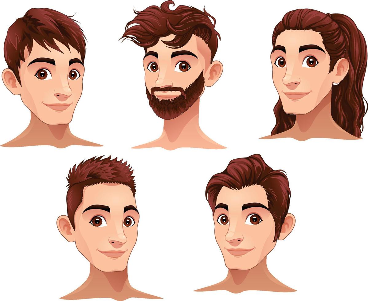 peinados de hombres guapos vector