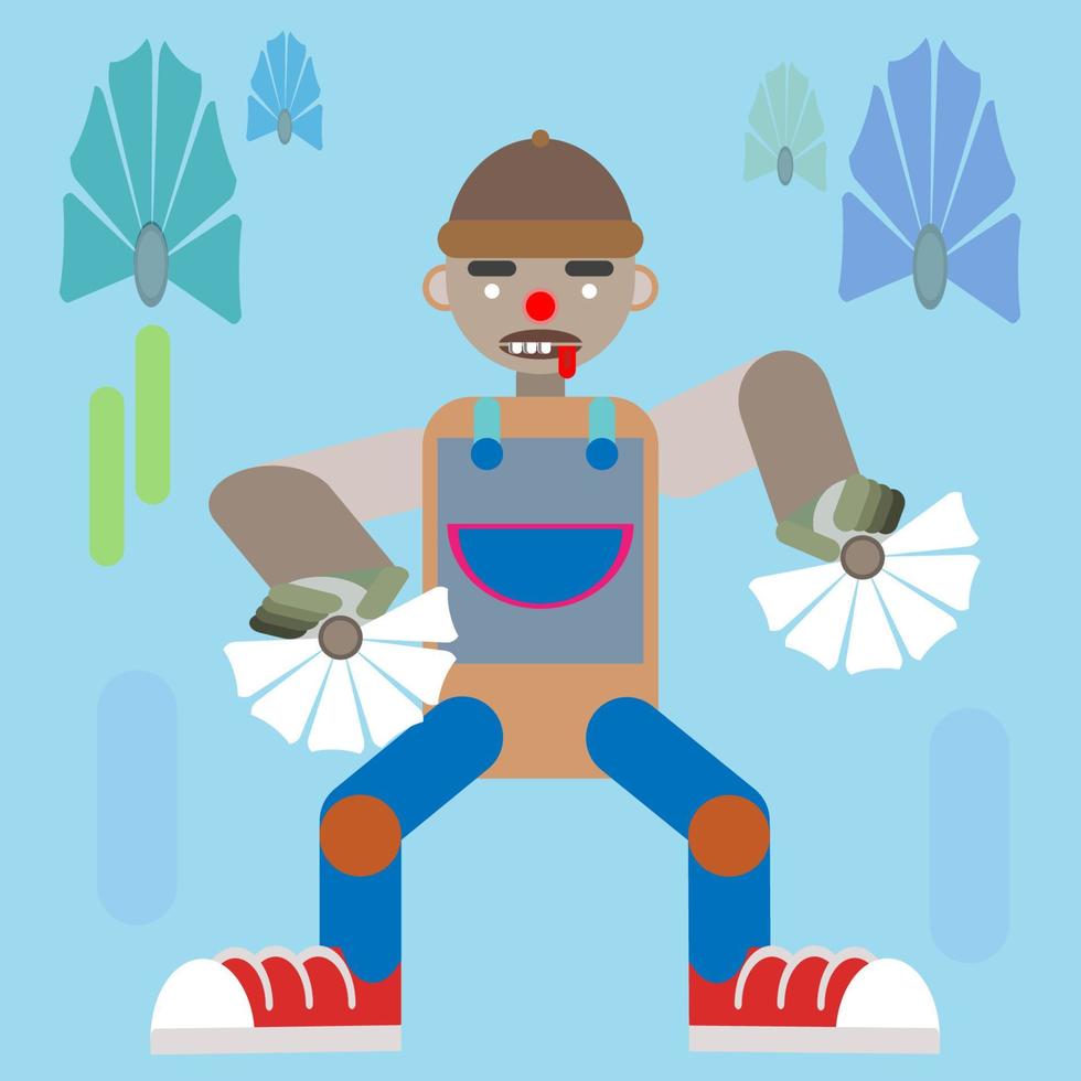 ilustración de un ventilador bailando payaso arte plano vector