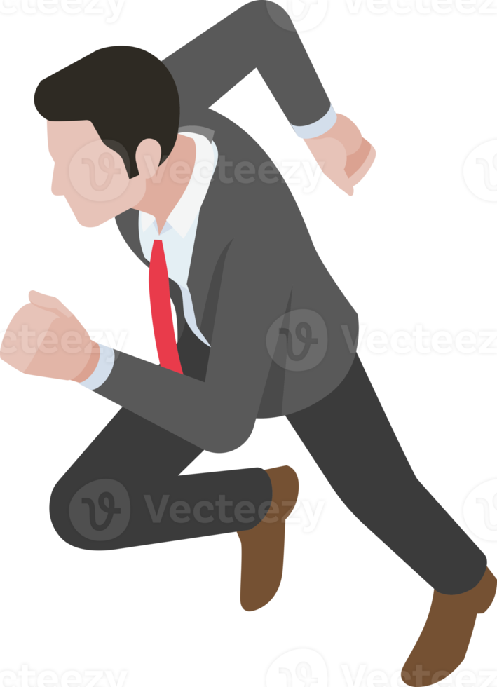 Business man run isometric png