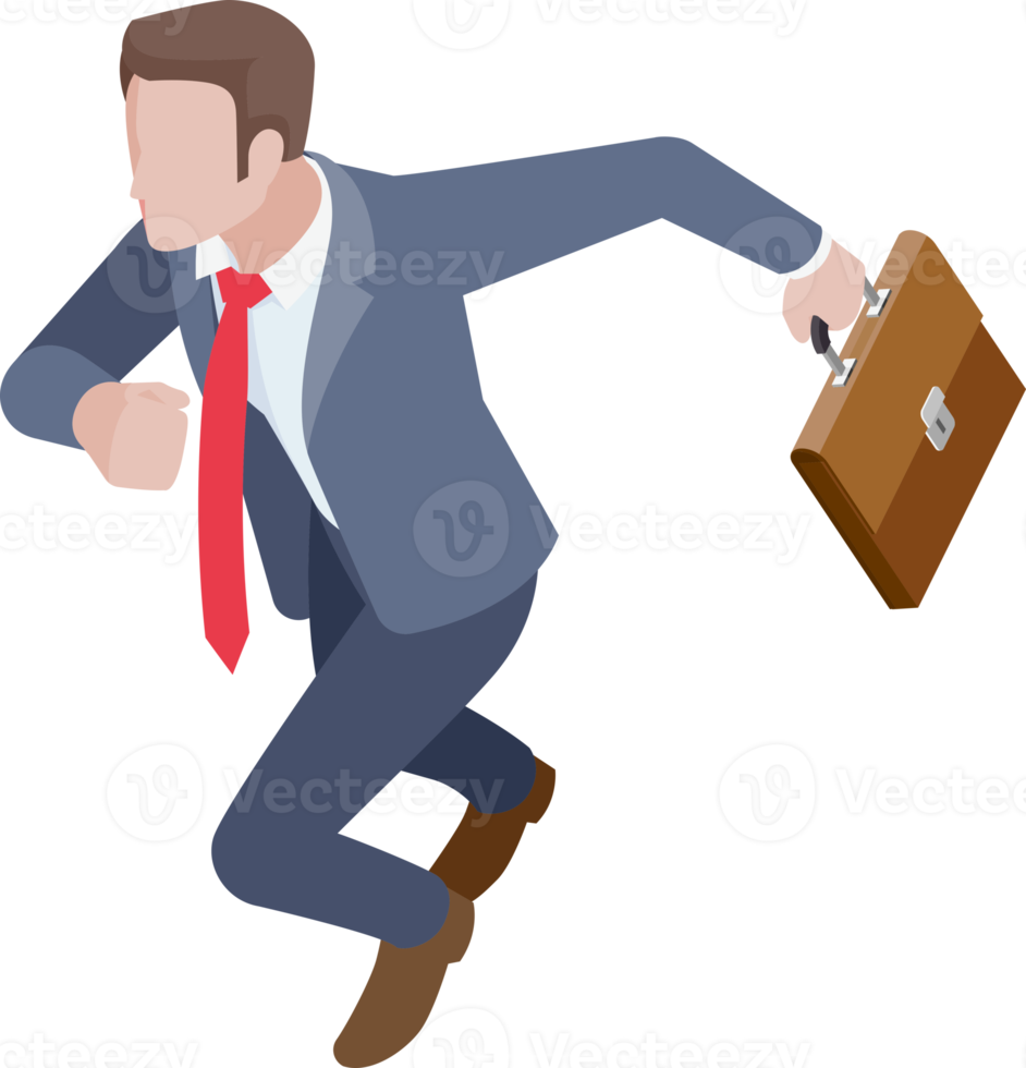 Business man run isometric png