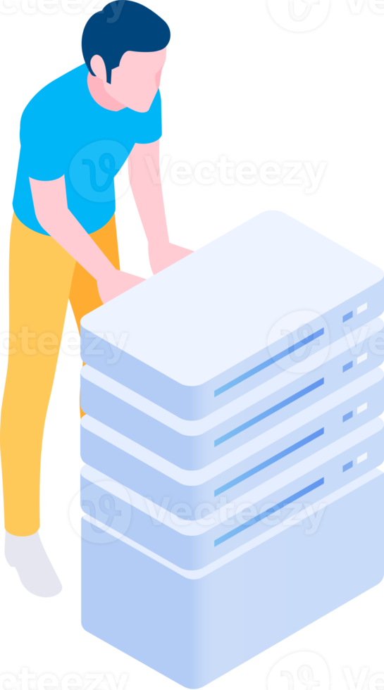 People play computer isometric png