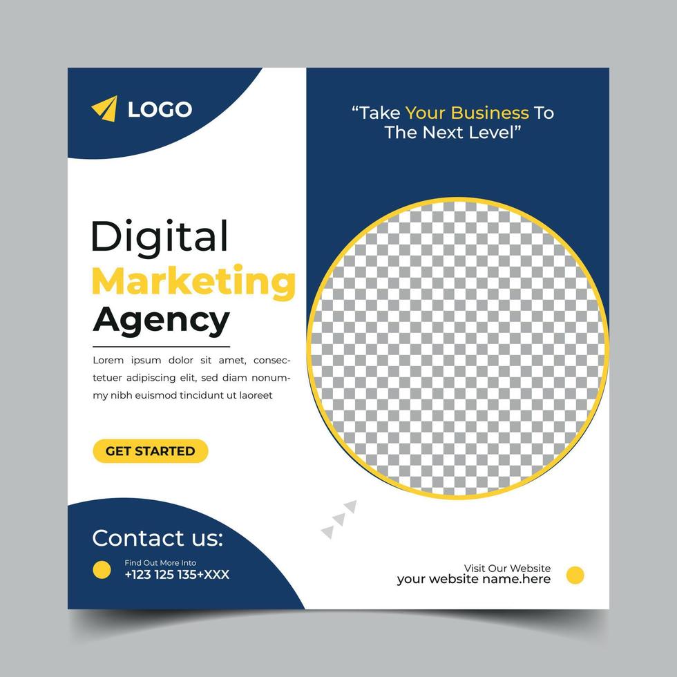 Digital Marketing social media post template. Digital marketing agency square banner. Editable web banner ads. vector