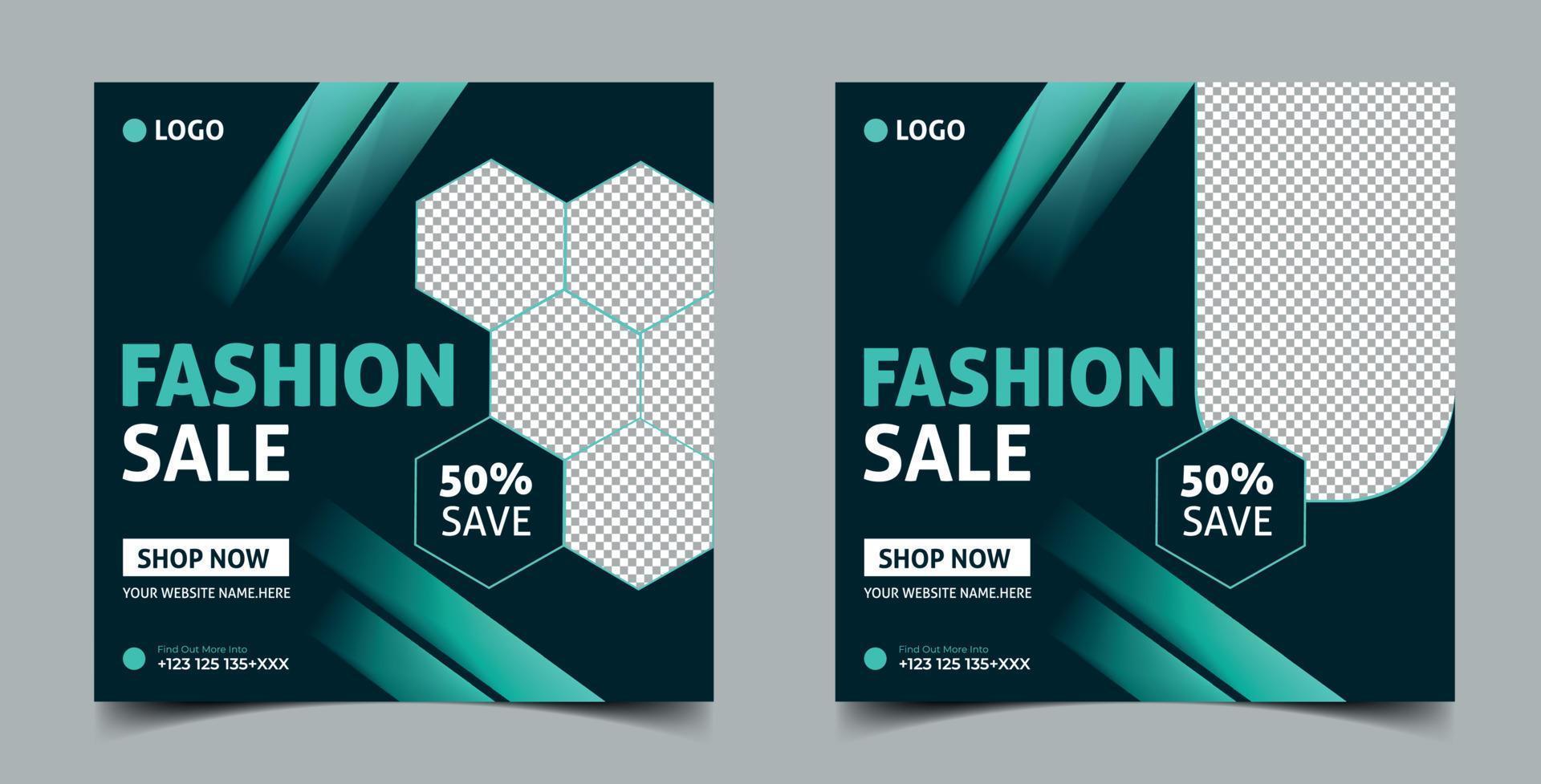 Fashion social media post template. for web banner ads. vector