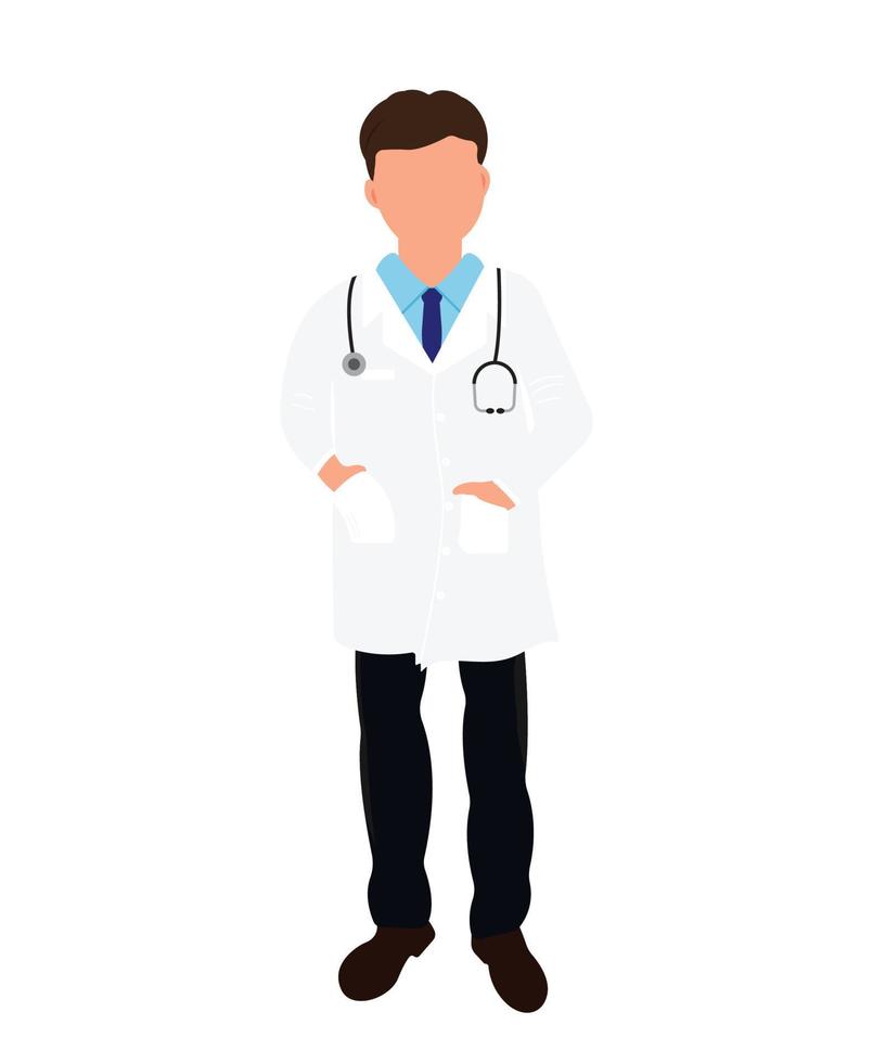 ilustración de médico masculino, vector plano simple profesional médico de pie