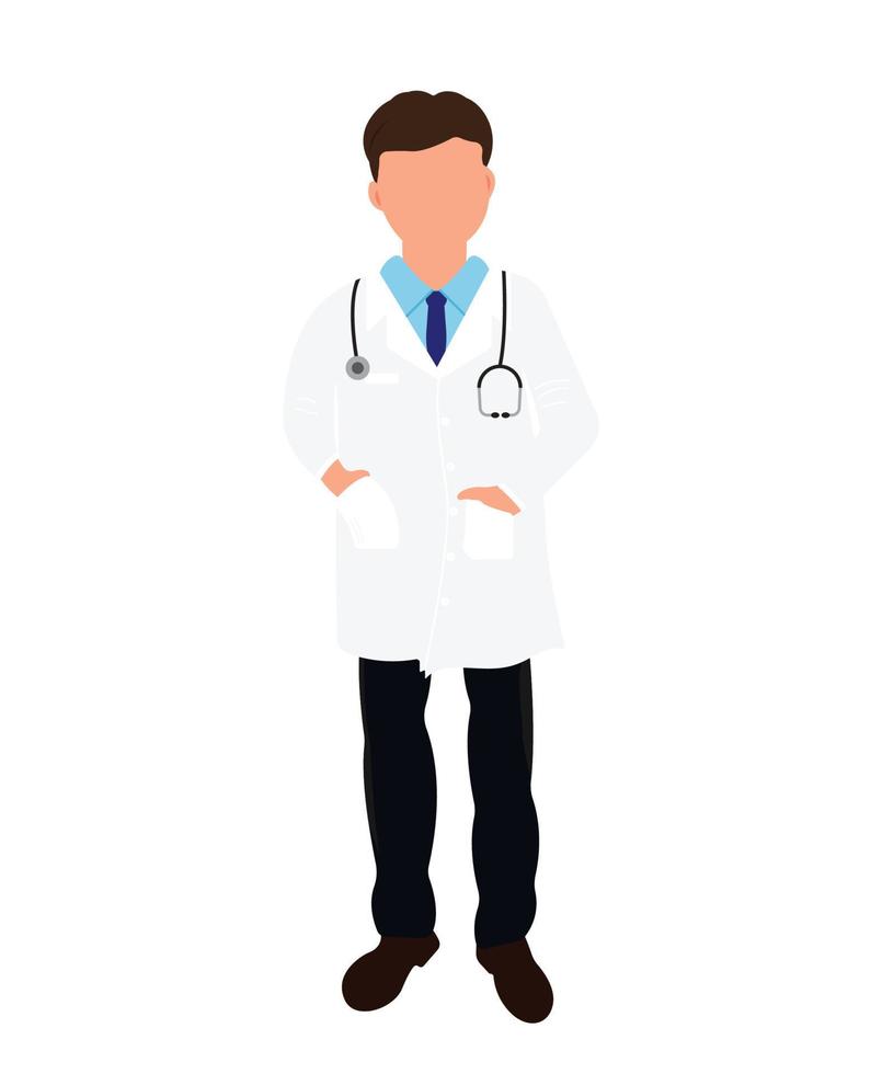 Male Doctor Illustration, Standing Medical Professional Simple Flat Vector