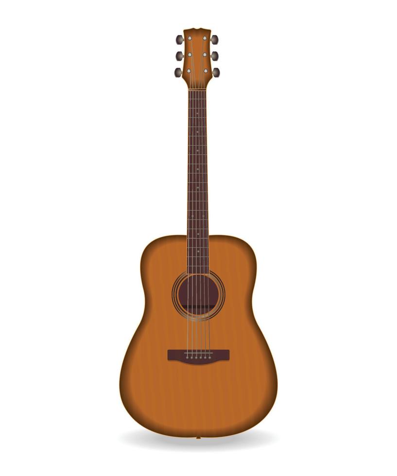 ilustración realista de guitarra acústica, vector de instrumento musical