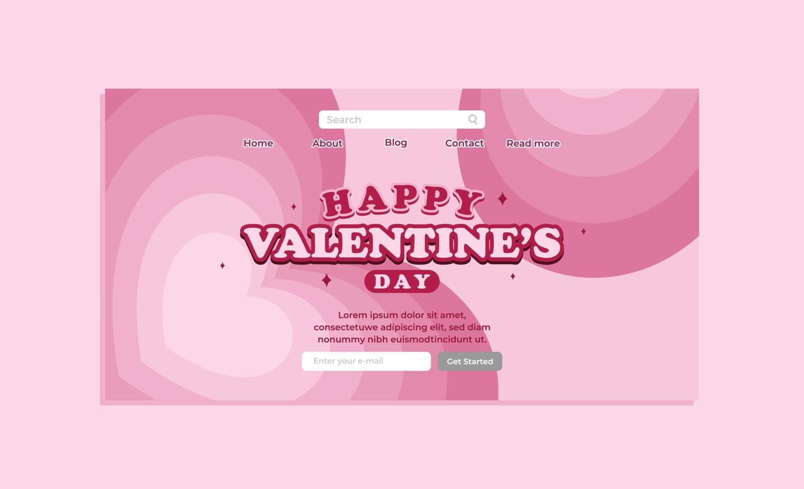 página de inicio rosa plana para la celebración del día de san valentín vector