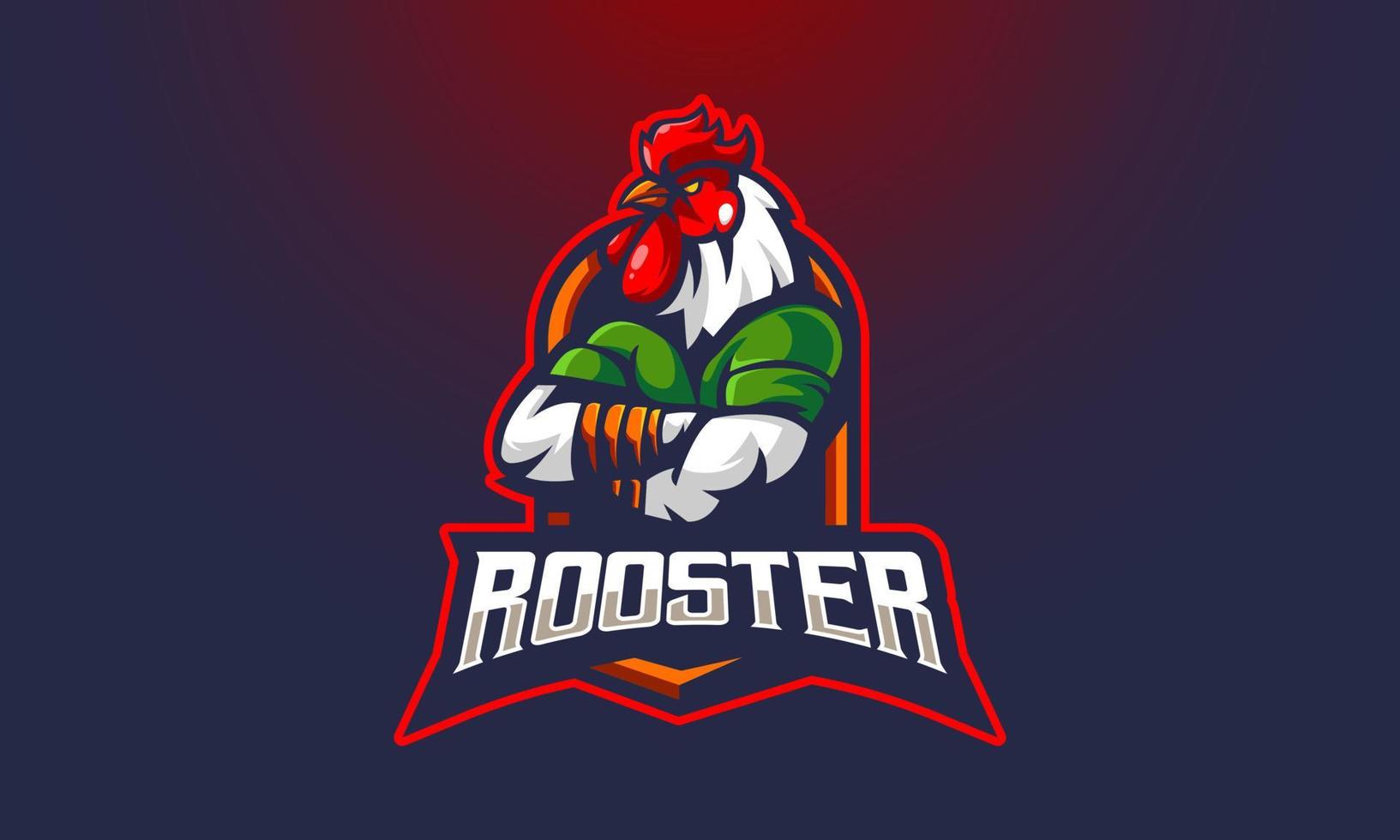 logotipo de la mascota del juego de esport de gallo de pollo. dibujos animados de gallos de pelea para tu equipo vector