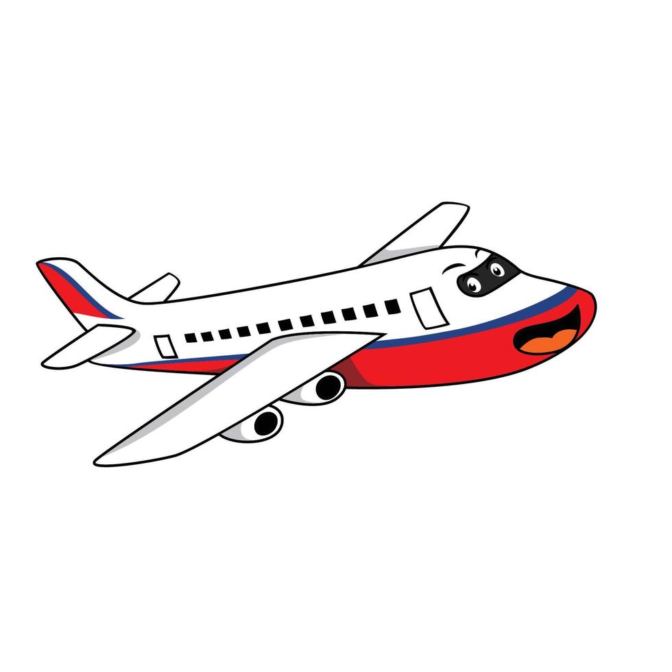 diseño de mascota de avión. ilustración de vector de caracteres de transporte aéreo. divertido signo y símbolo de avión.