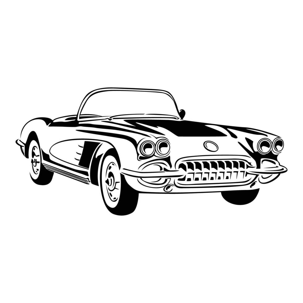 vintage car silhouette design. retro automobile icon, sign and symbol. vector