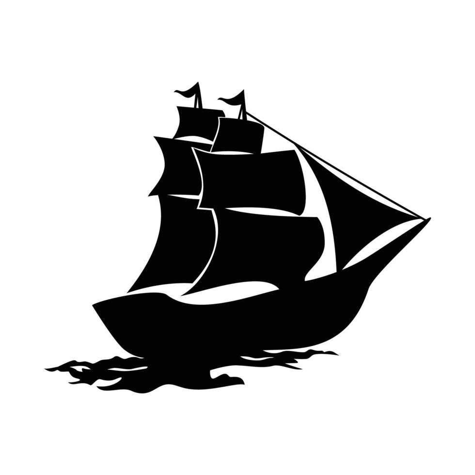 diseño de silueta de barco. icono, signo y símbolo del barco de mar. vector