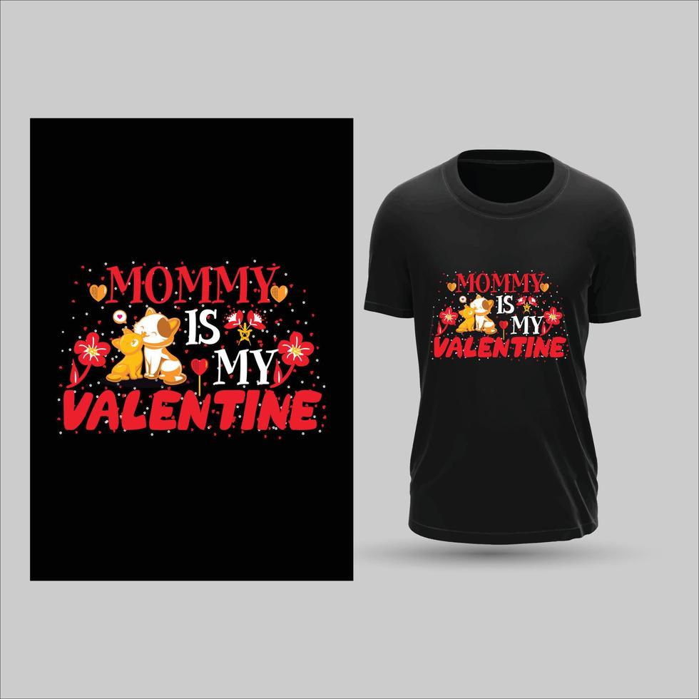 Mommy Cat Happy Valentines Day T-Shirt Design vector