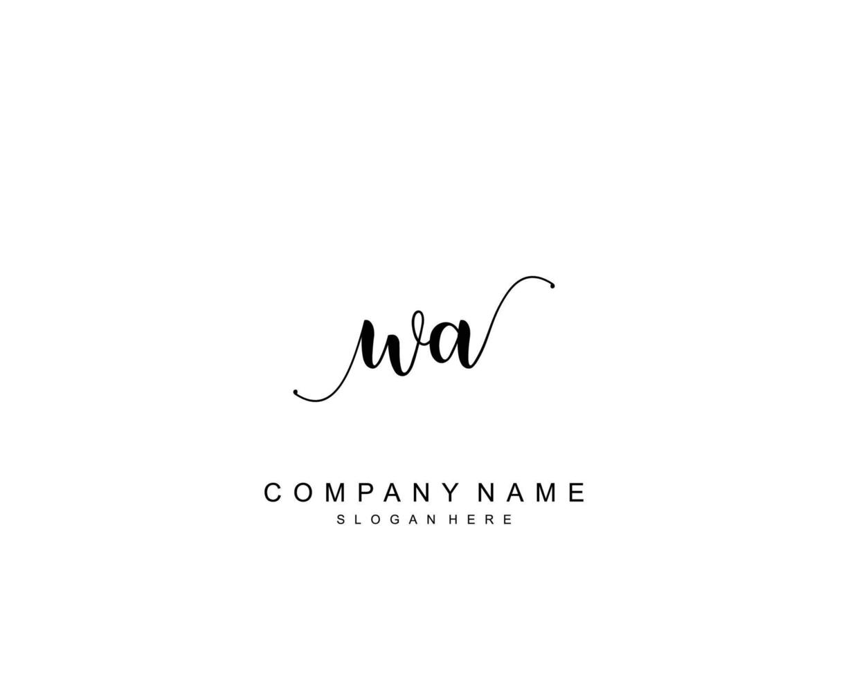 monograma de belleza wa inicial y diseño de logotipo elegante, logotipo de escritura a mano de firma inicial, boda, moda, floral y botánica con plantilla creativa. vector