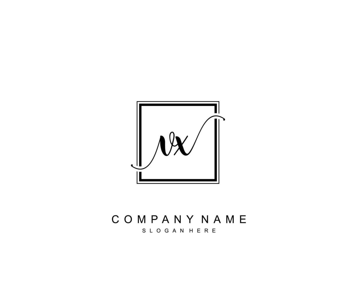 Initial VX beauty monogram and elegant logo design, handwriting logo of initial signature, wedding, fashion, floral and botanical with creative template. vector