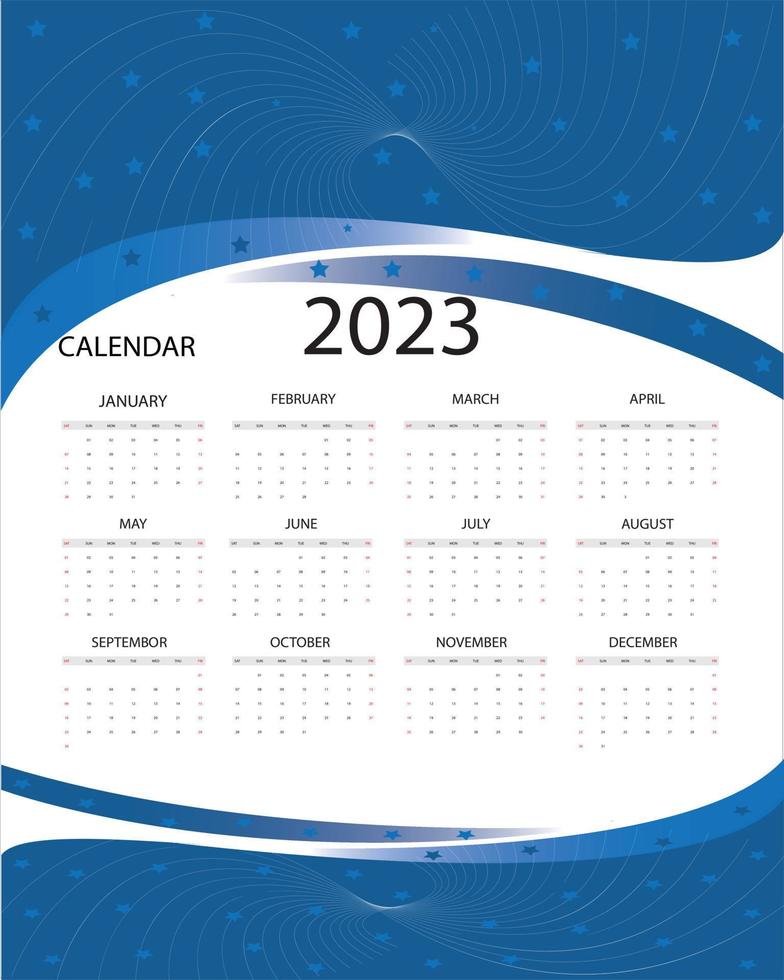 vector modern design 2023 calendar template.