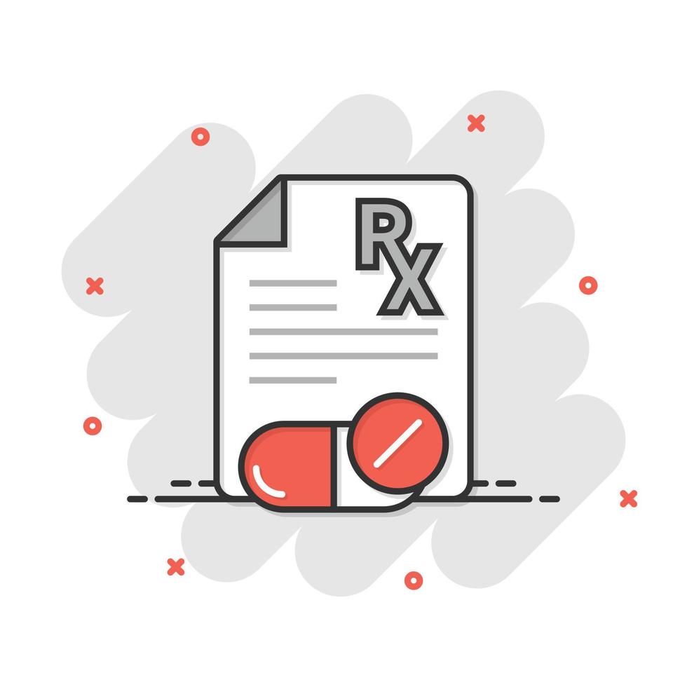 icono de prescripción en estilo plano. ilustración de vector de documento rx sobre fondo blanco aislado. concepto de negocio de papel.