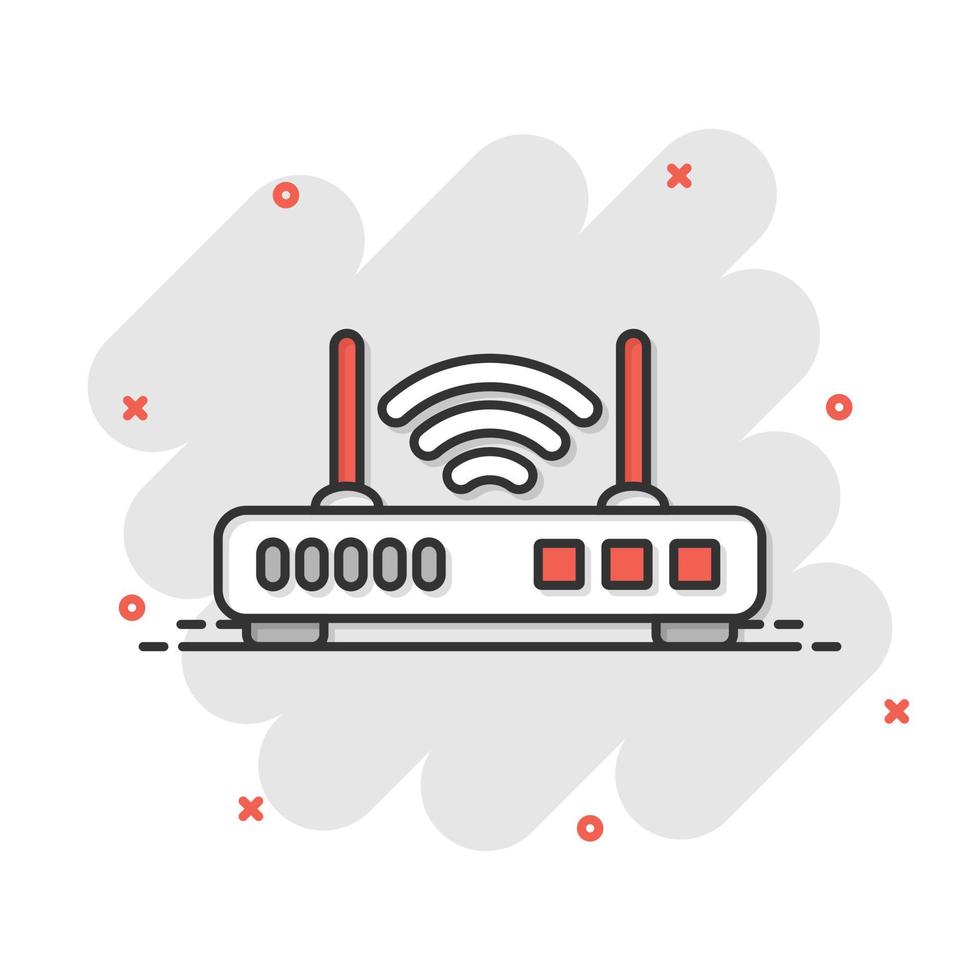 Wifi router icon in flat style. Broadband vector illustration on white isolated background. Internet connection business concept.