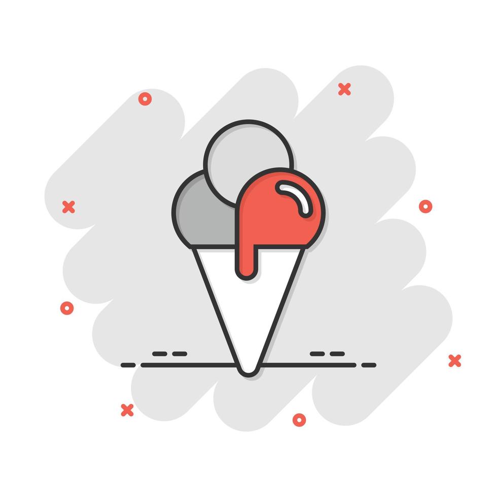 Ice cream icon in flat style. Sundae vector illustration on white isolated background. Sorbet dessert business concept.