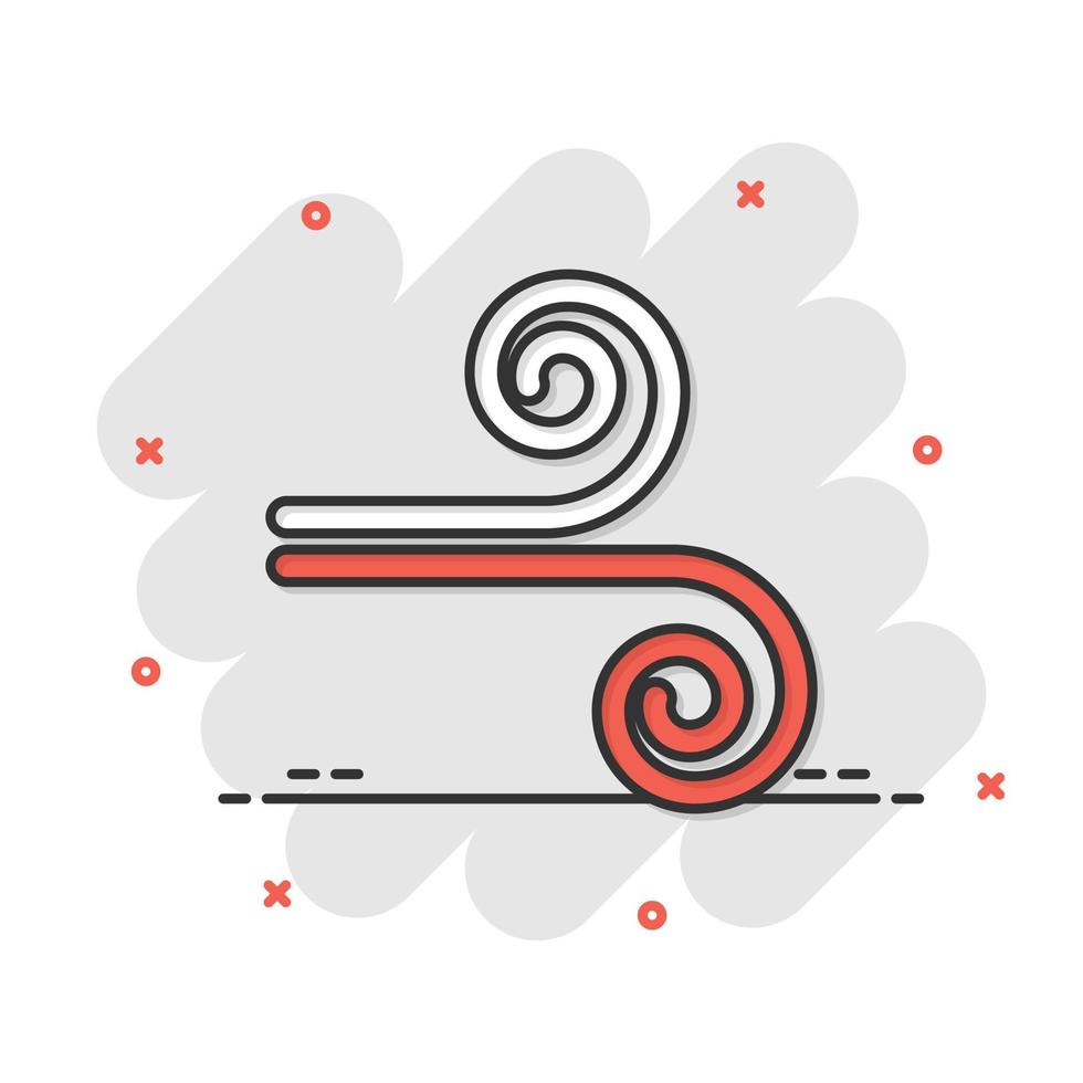 Wind icon in flat style. Air vector illustration on white isolated background. Breeze business concept.