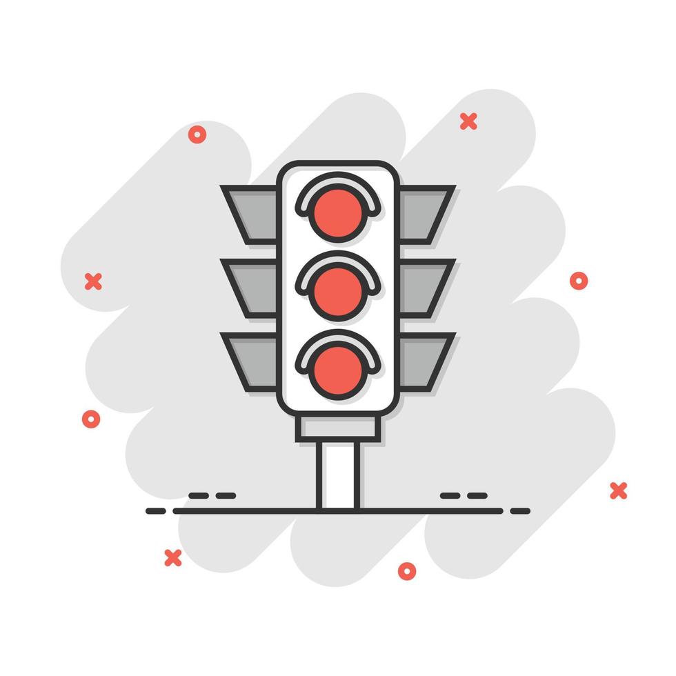 Semaphore icon in flat style. Traffic light vector illustration on white isolated background. Crossroads business concept.