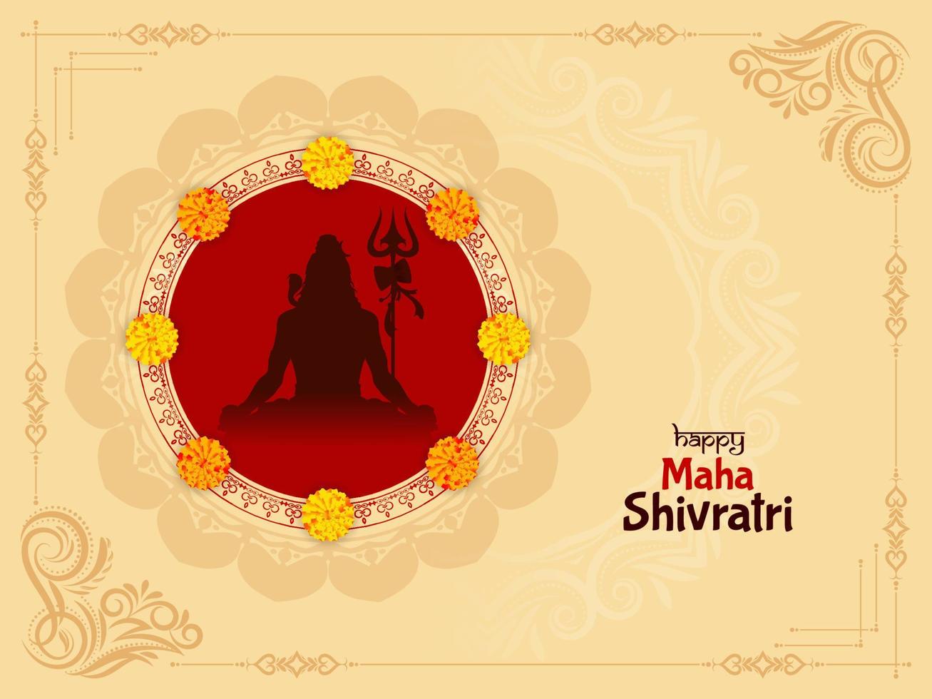 Maha Shivratri Indian religious festival elegant greeting background vector