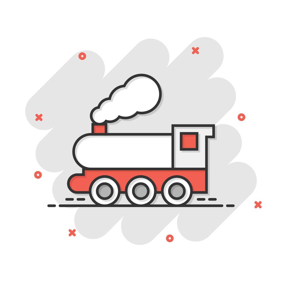 icono de metro en estilo cómico. tren metro dibujos animados vector ilustración sobre fondo blanco aislado. concepto de negocio de efecto de salpicadura de carga ferroviaria.