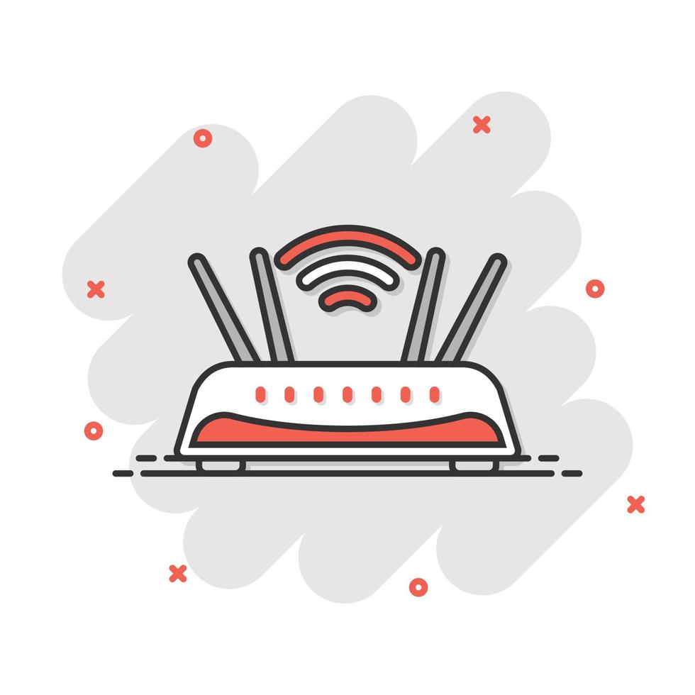 Wifi router icon in flat style. Broadband vector illustration on white isolated background. Internet connection business concept.