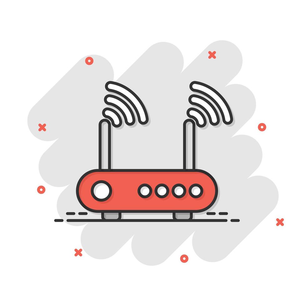 Wifi router icon in flat style. Broadband vector illustration on white isolated background. Internet connection business concept.