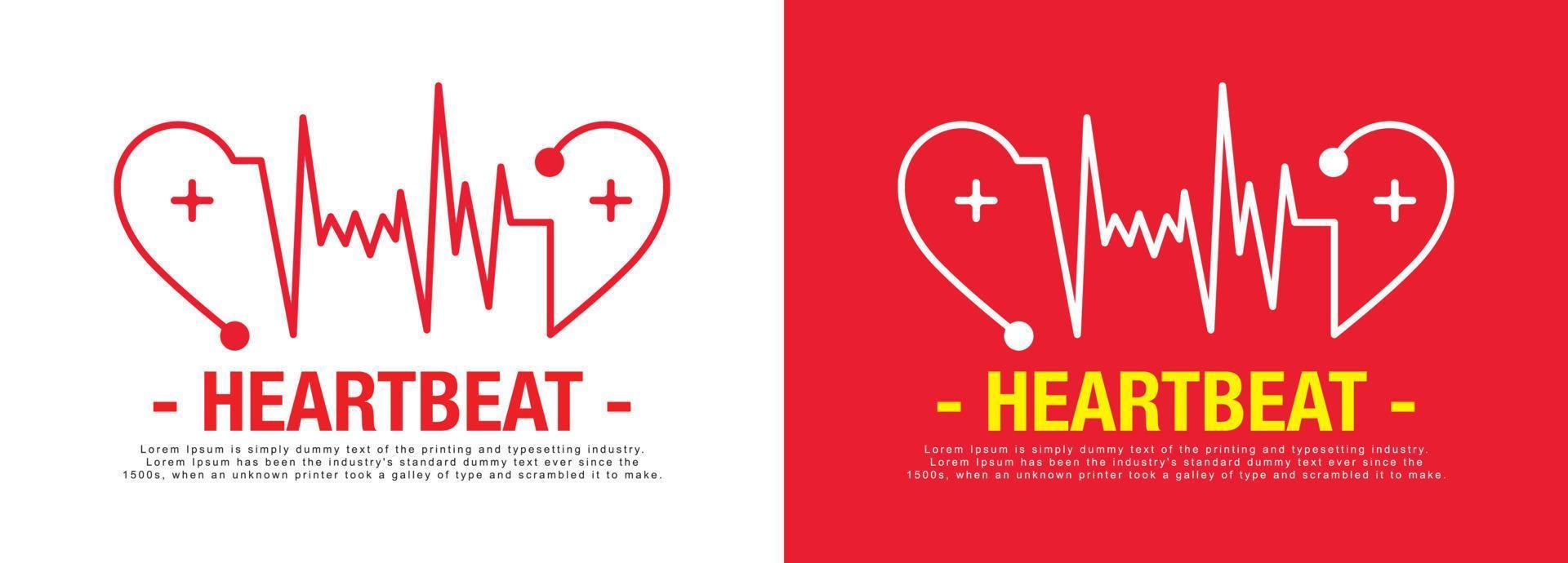 Heartbeat Waves Around Hearts Vector Design Template