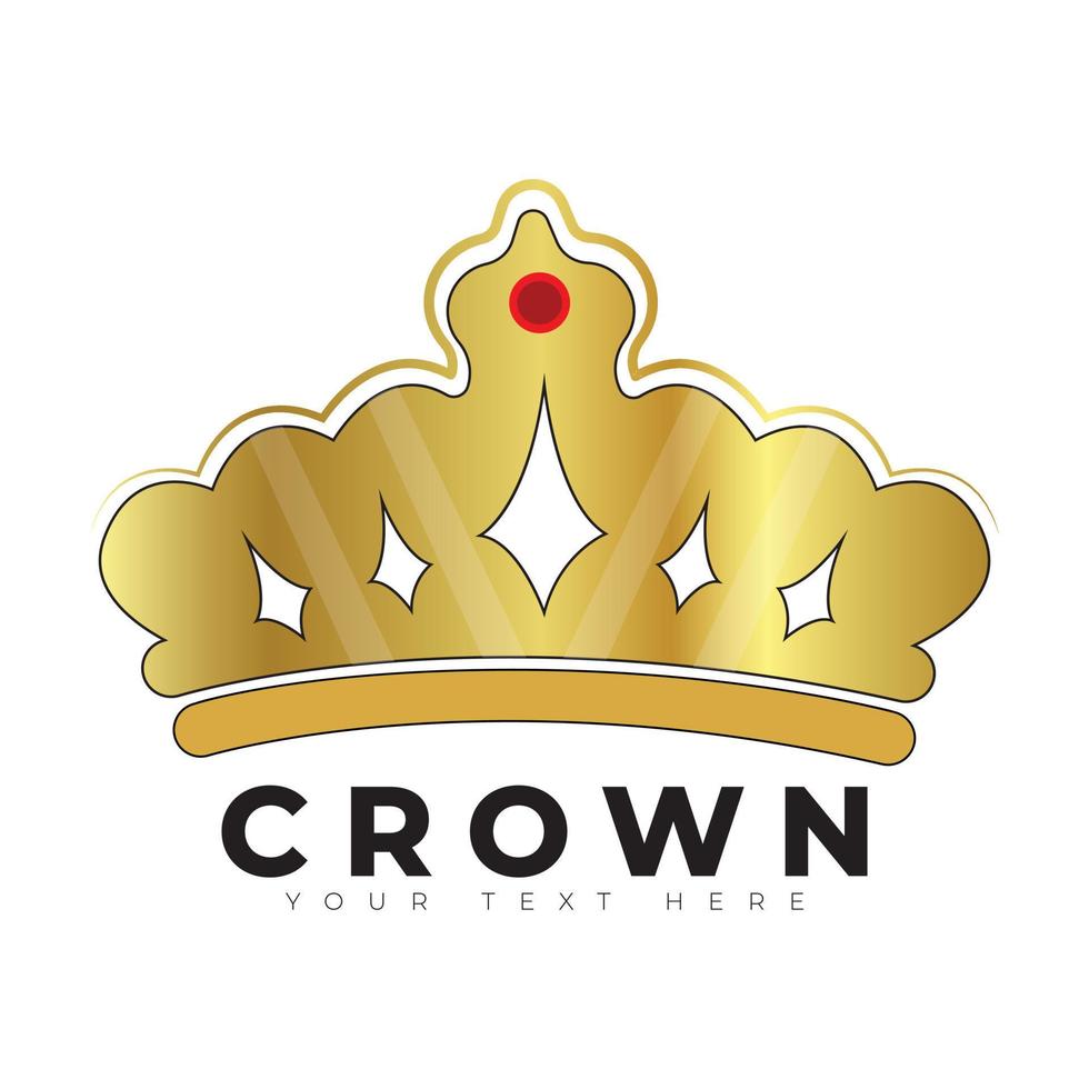 Gold Crown Icon Design Template For Winners, Champions, Leadership vector