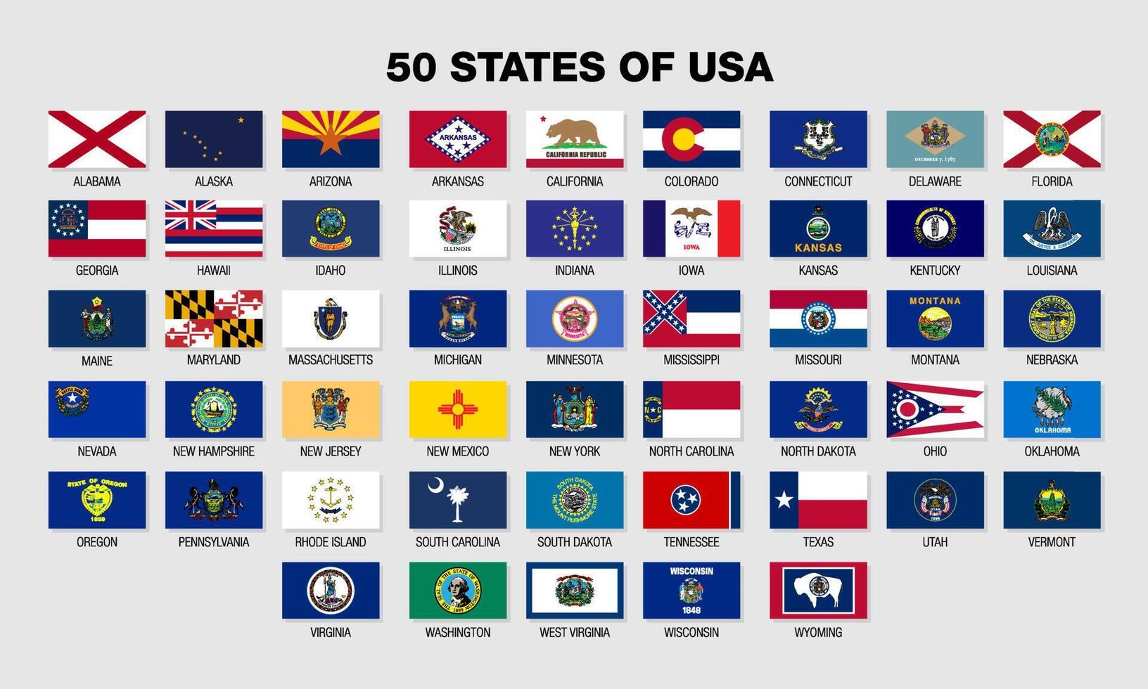 States Flag Of United States Of America Collection Design Template States Flag Of United States Of America Collection Design Template Free Vector
