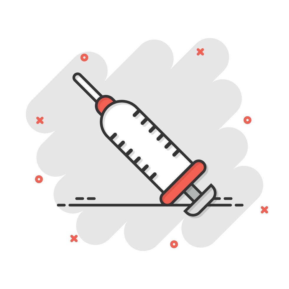 Syringe icon in flat style. Inject needle vector illustration on white isolated background. Drug dose business concept.