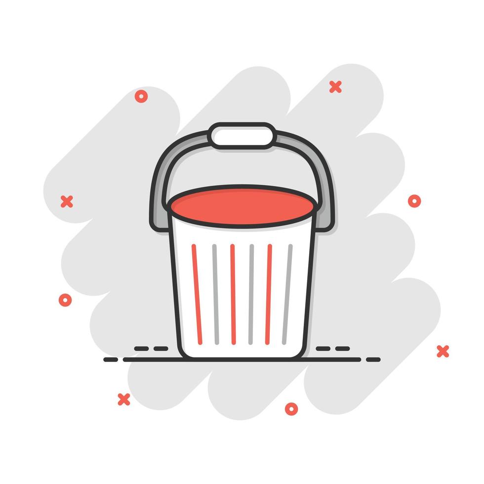 Bucket icon in flat style. Garbage pot vector illustration on white isolated background. Pail business concept.
