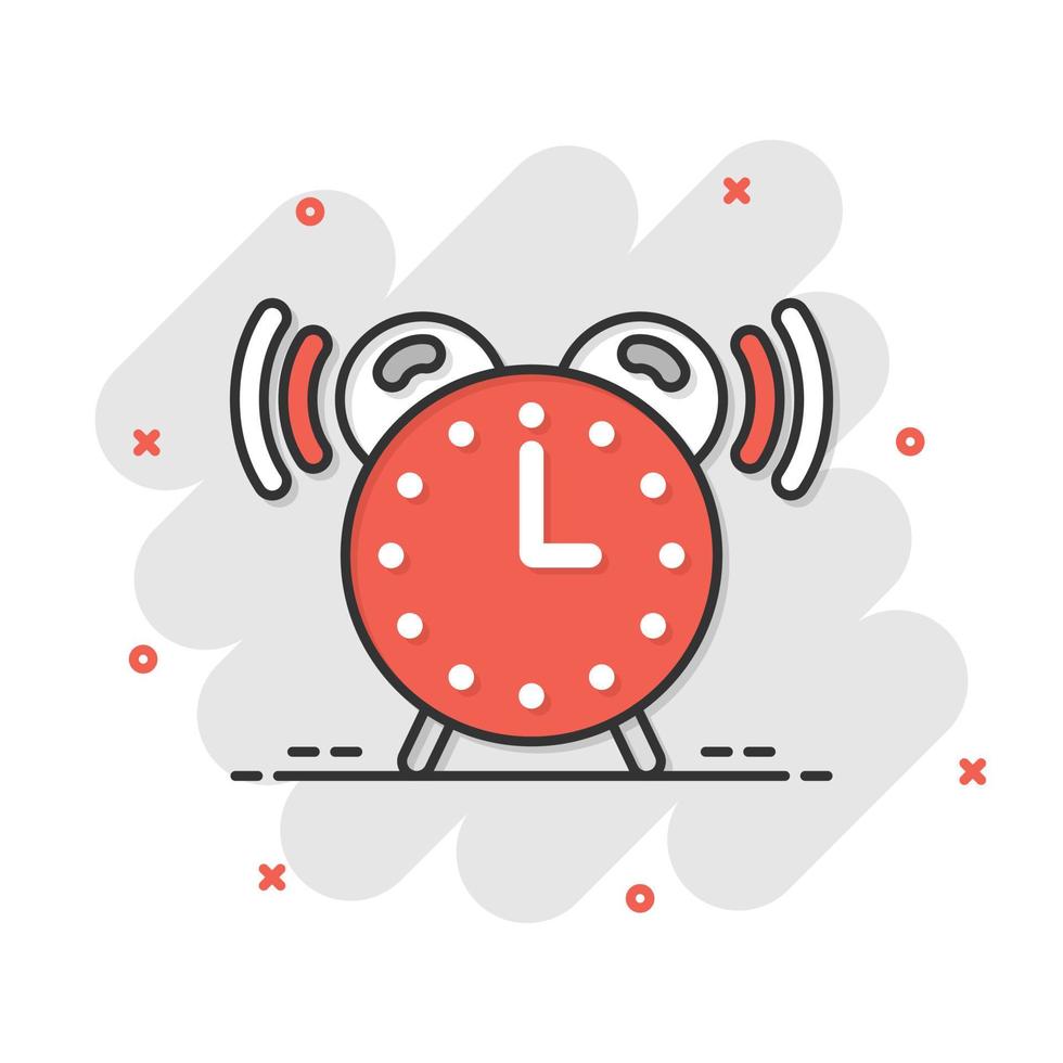 icono de reloj en estilo cómico. ver ilustración de vector de dibujos animados sobre fondo blanco aislado. concepto de negocio de efecto de salpicadura de temporizador.