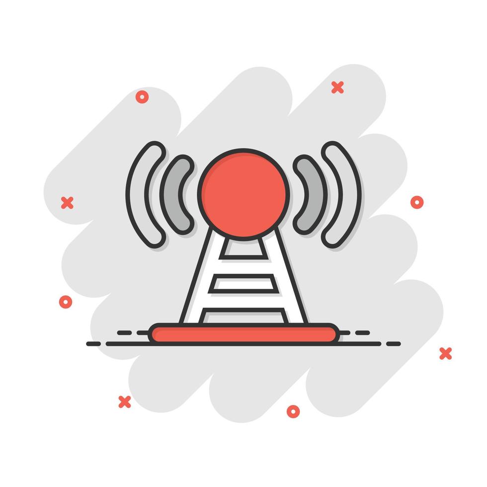 Antenna tower icon in flat style. Broadcasting vector illustration on white isolated background. Wifi business concept.