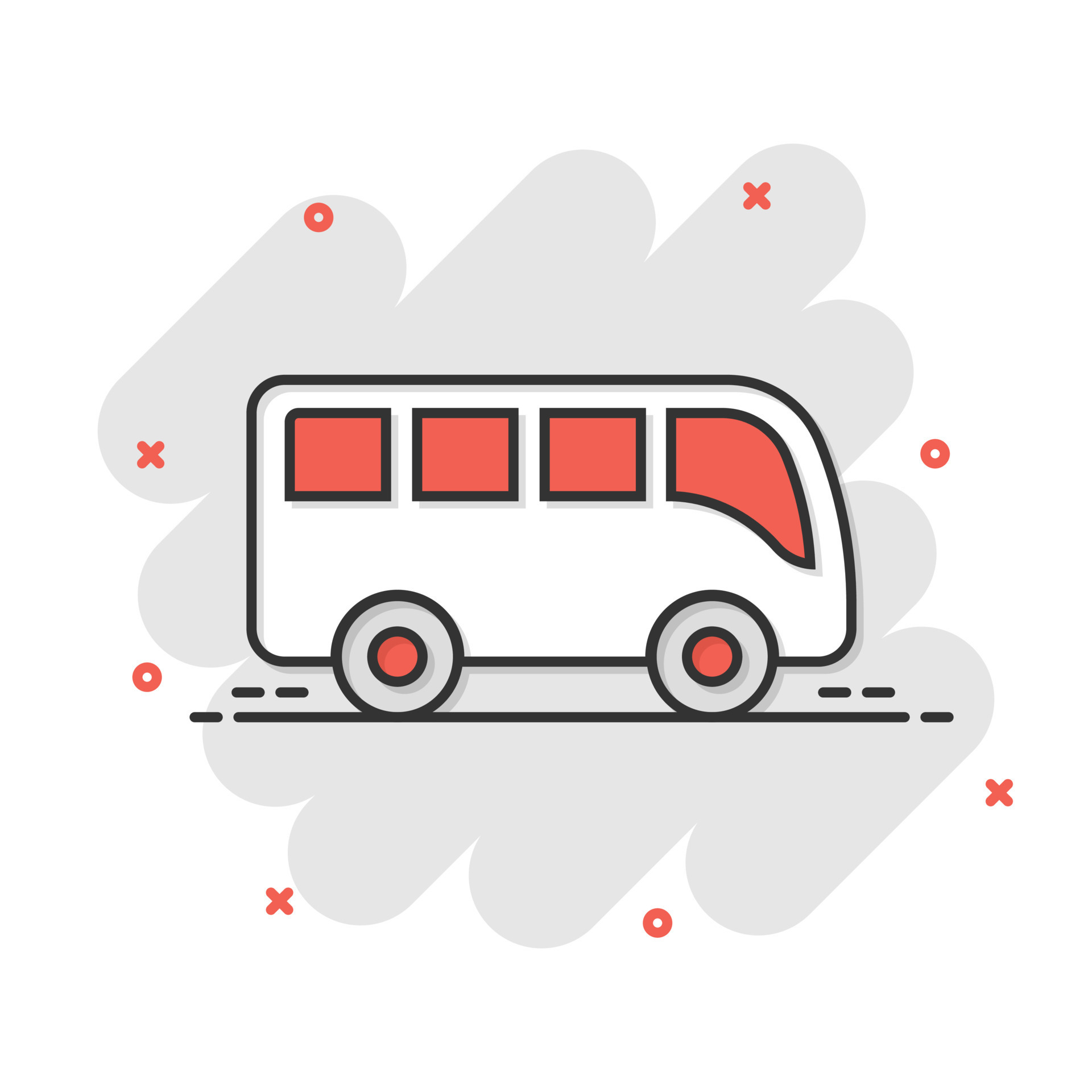 Bus icon in comic style. Coach cartoon vector illustration on white  isolated background. Autobus vehicle splash effect business concept.  18984954 Vector Art at Vecteezy