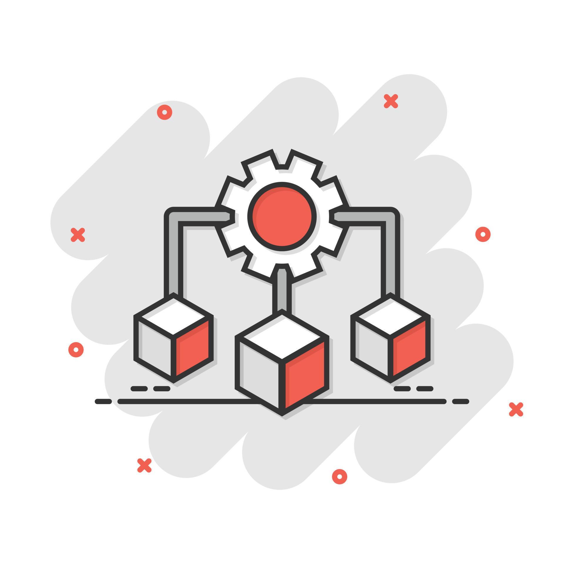 Api technology icon in comic style. Algorithm cartoon vector ...