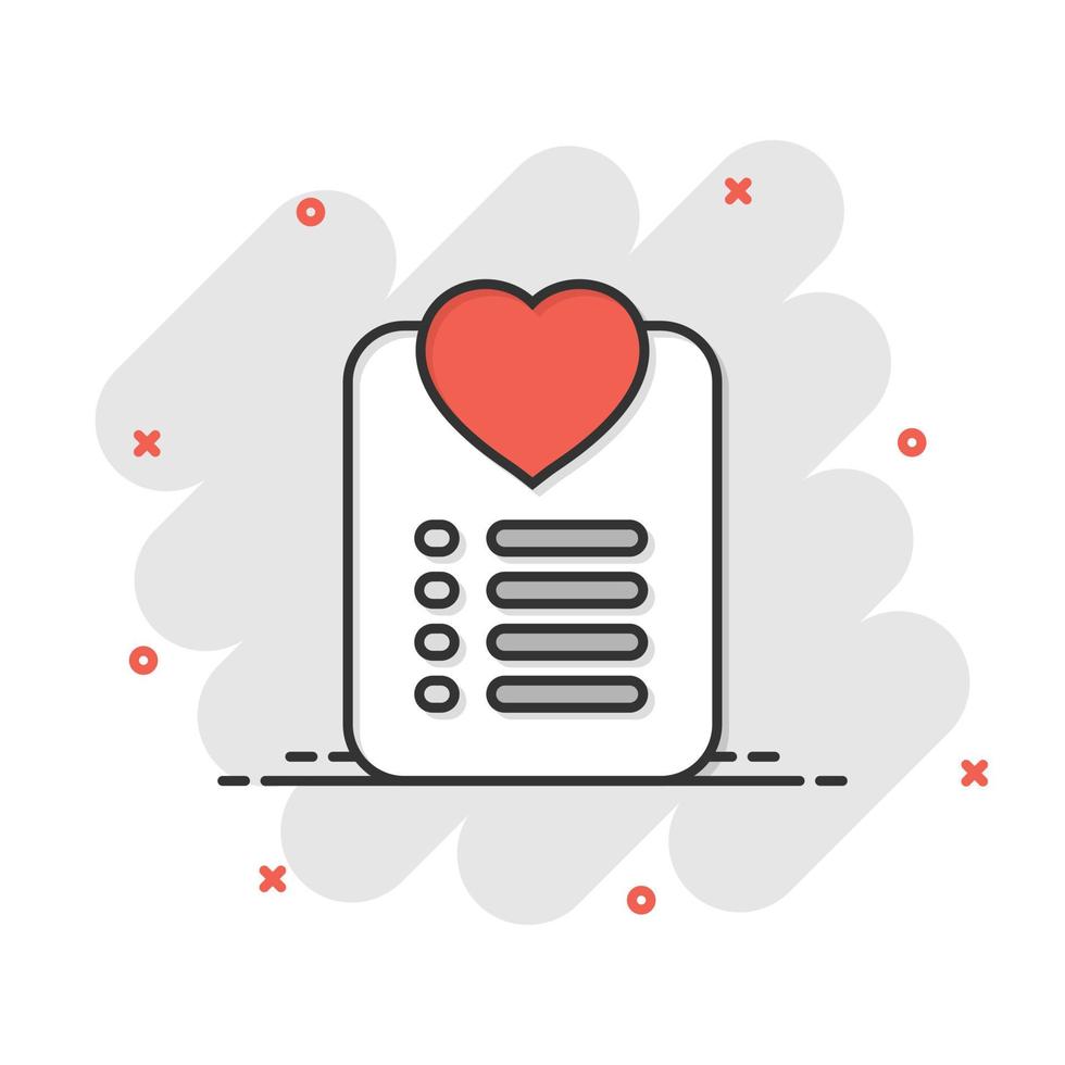 Wishlist icon in flat style. Like document vector illustration on white isolated background. Favorite list business concept.