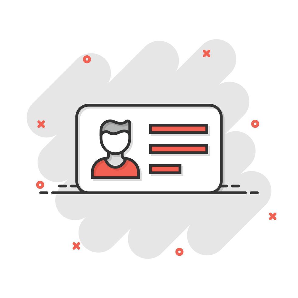 icono de la tarjeta de identificación en estilo cómico. ilustración de vector de dibujos animados de icono de la tarjeta de identificación en estilo cómico. ilustración de vector de dibujos animados de